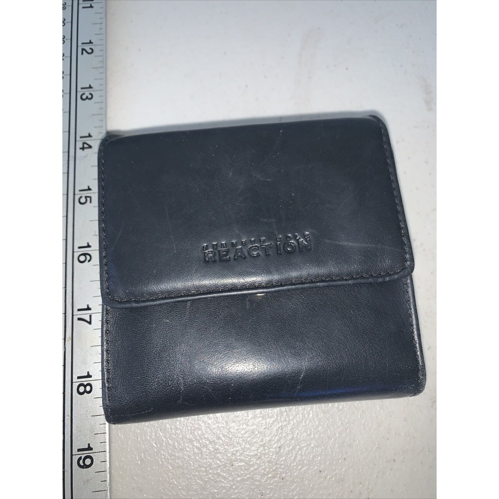 Kenneth Cole Reaction‎ Genuine Leather Trifold Wallet, Clear ID Window Coins
